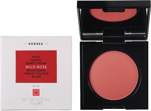 Korres Wild Rose Brightening Vibrant Colour Blush 46 Bright Coral - Ρουζ Άγριο Τριαντάφυλλο, 5.5g