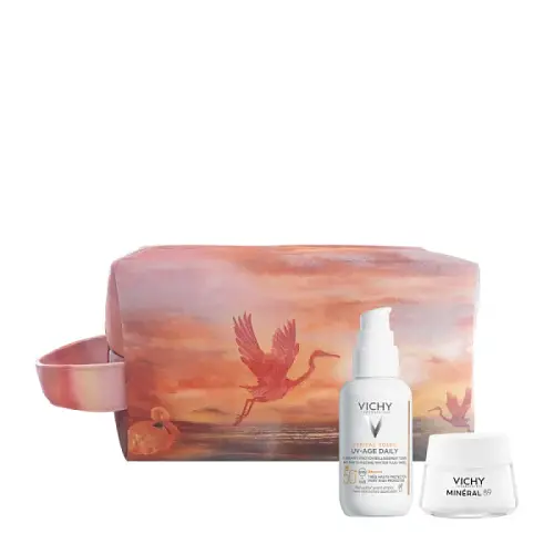 Vichy Summer Pouch 24 with Capital Soleil UV-Age Daily Tinted SPF50+, 40ml & Free Mineral 89 Βοοster Cream, 15ml & Toiletry Bag, 1set