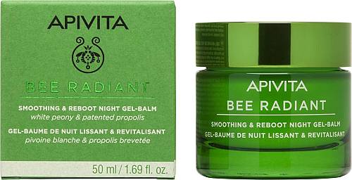 Apivita Bee Radiant Smoothing & Reboot Night Gel-Balm White Peony & Patented Propolis Κρέμα Νύχτας για Λεία, Ξεκούραστη & Λαμπερή Επιδερμίδα, 50ml