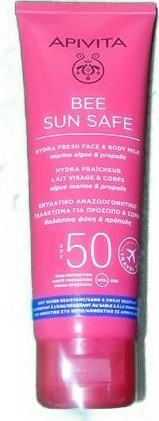 Apivita Bee Sun Safe Hydra Fresh Face & Body Milk Spf50 100ml Ενυδατικό Αναζωογονητικό Γαλάκτωμα Για Πρόσωπο & Σώμα Travel Size