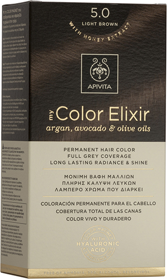 Apivita My Color Elixir Μόνιμη Βαφή Μαλλιών No 5.0 Καστανό Ανοιχτό