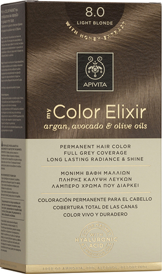 Apivita My Color Elixir Μόνιμη Βαφή Μαλλιών No 8.0 Ξανθό Ανοιχτό
