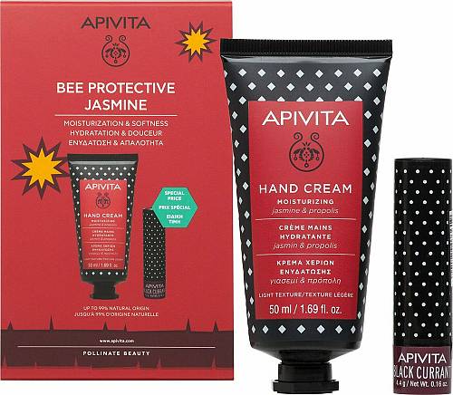 Apivita Promo Bee Protective με Κρέμα Χεριών Ενυδάτωσης με Γιασεμί & Πρόπολη, 50ml & Lipcare με Φραγκοστάφυλο, 4,4ml