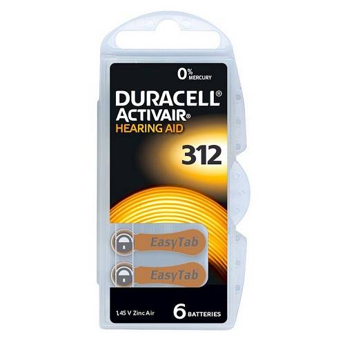 Duracell ActinveAir DA 312 Μπαταρίες ακουστικών βαρηκοΐας - 6τμχ
