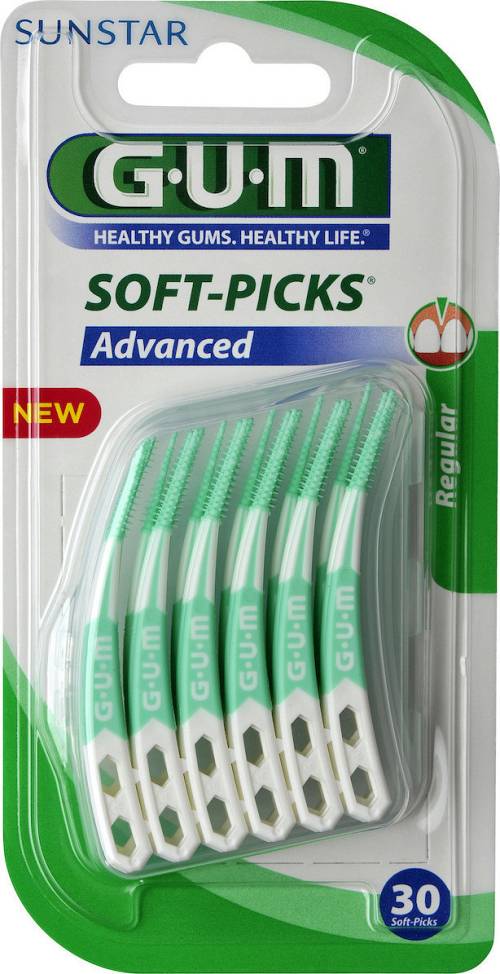 GUM Soft-Picks Advanced Μεσοδόντιες Οδοντογλυφίδες Regular σε χρώμα Πράσινο 30τμχ