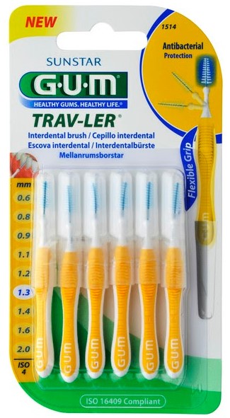 GUM Trav-ler Μεσοδόντια Βουρτσάκια 1.3mm σε χρώμα Κίτρινο 6τμχ