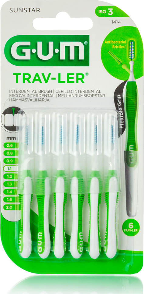 GUM Trav-ler Μεσοδόντια Βουρτσάκια 1.1mm σε χρώμα Πράσινο 6τμχ