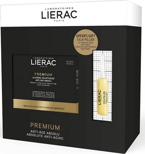 Lierac Premium Πακέτο Προσφοράς με την Lierac Premium La Creme Voluptueuse Anti-Age Absolu Κρέμα Προσώπου Απόλυτης Αντιγήρανσης για Ξηρές Επιδερμίδες, 50ml & Δώρο Lierac Cica Filler Anti Wrinkle Repairing Serum Αντιρυτιδικός Ορός Επανόρθωσης, 10ml
