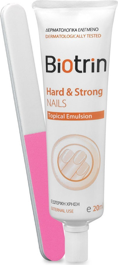 Target Pharma Biotrin Hard & Strong Nails Topical Emulsion Ενυδατικό, Σκληρυντικό & Προστατευτικό Γαλάκτωμα Καθημερινής Φροντίδας, για τα Εύθραυστα Νύχια, 20ml